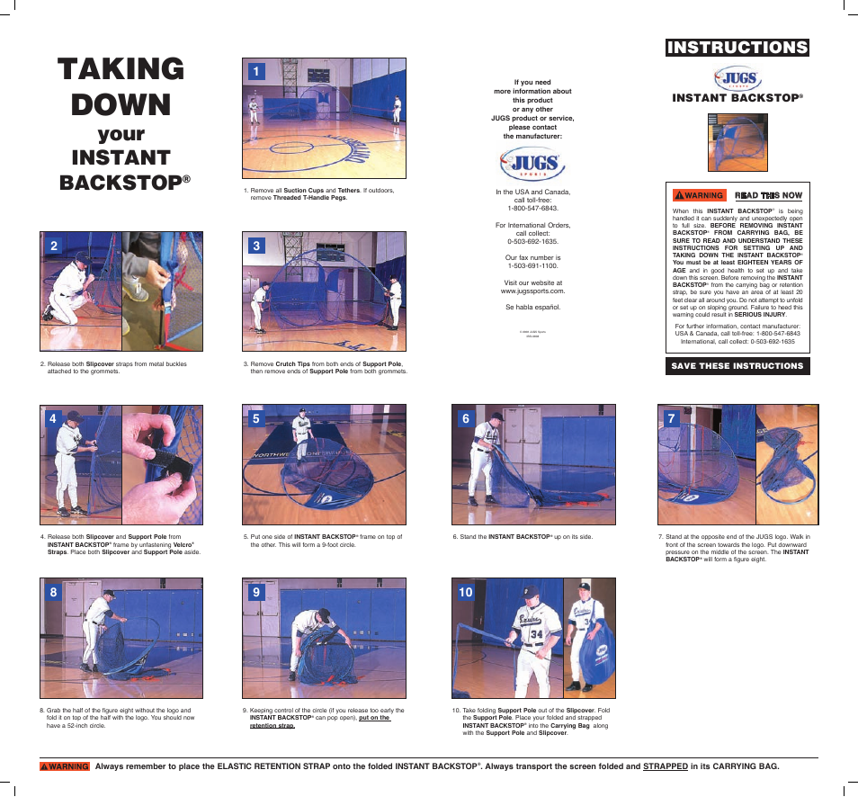 JUGS Sports Instant Backstop User Manual | 2 pages