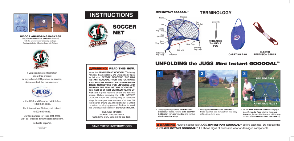 JUGS Sports Mini Instant Gooooal User Manual | 2 pages