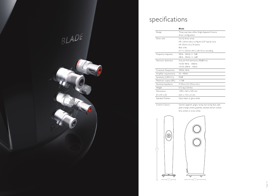 Specifications | KEF BLADE TWO User Manual | Page 10 / 13