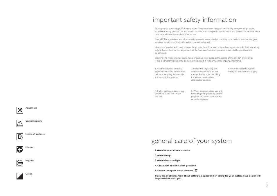 KEF BLADE TWO User Manual | Page 3 / 13
