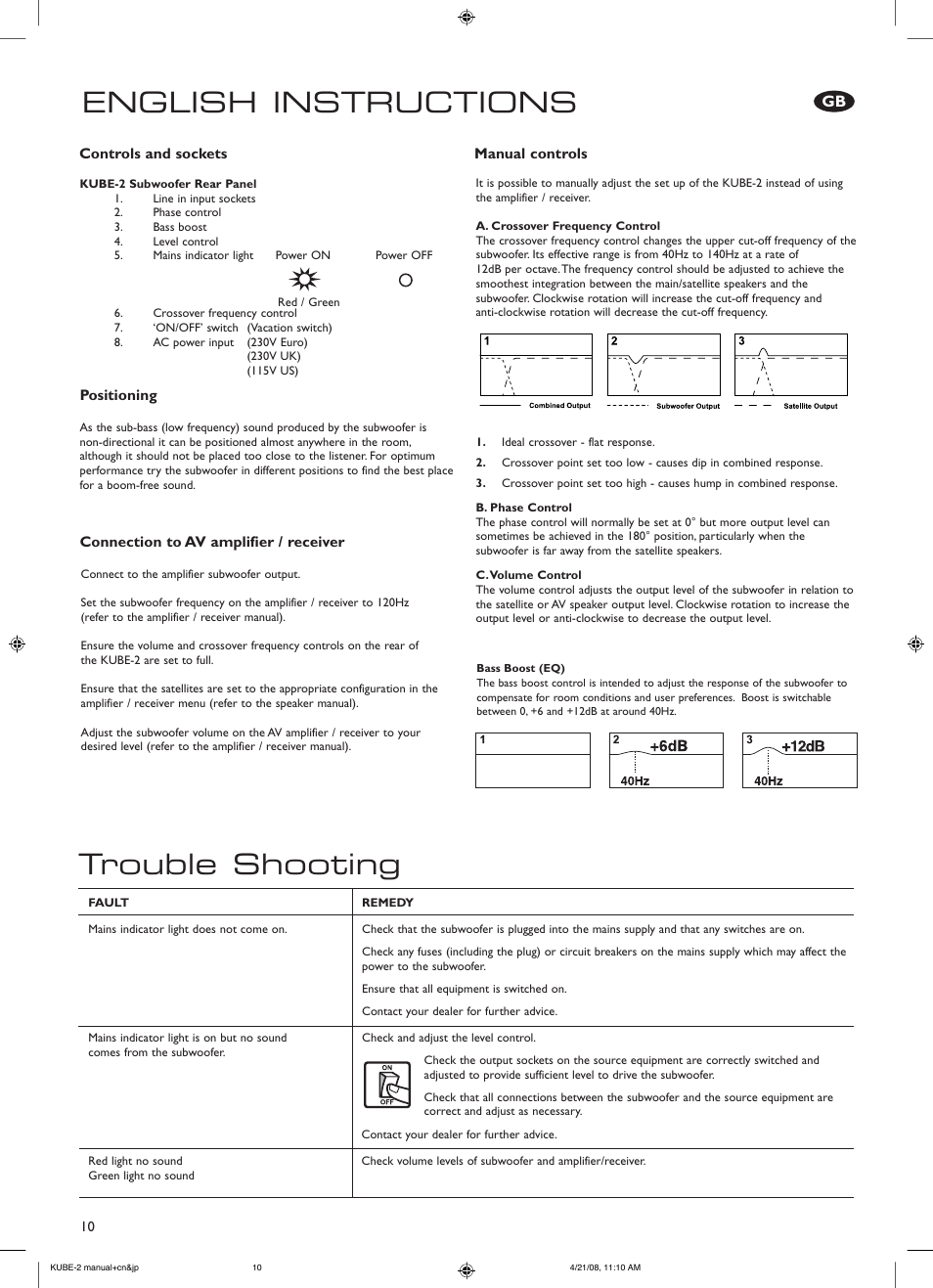 KEF Kube 2 User Manual | Page 10 / 24