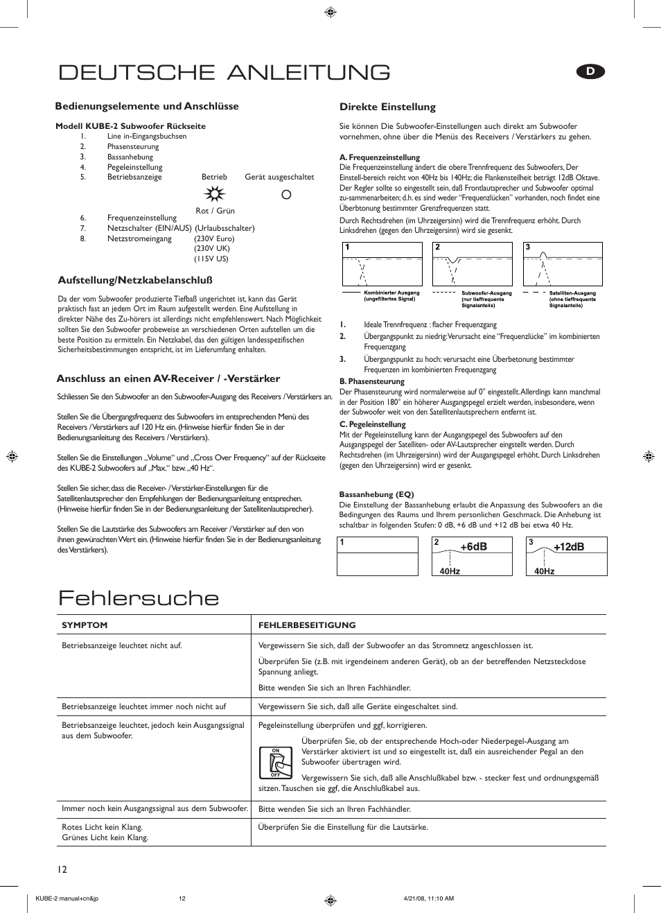 KEF Kube 2 User Manual | Page 12 / 24