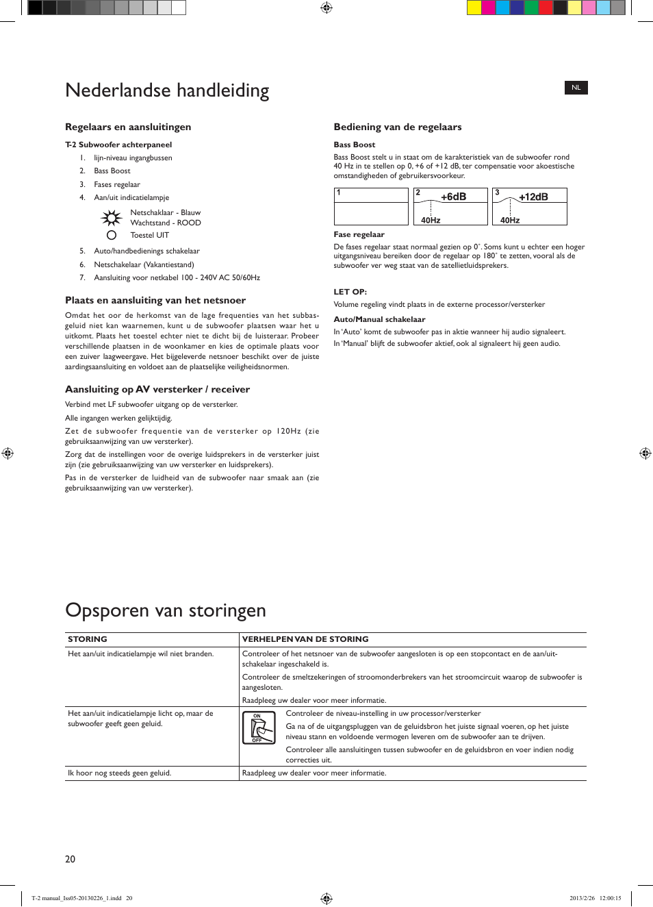 Nederlandse handleiding, Opsporen van storingen | KEF T Series User Manual | Page 20 / 32