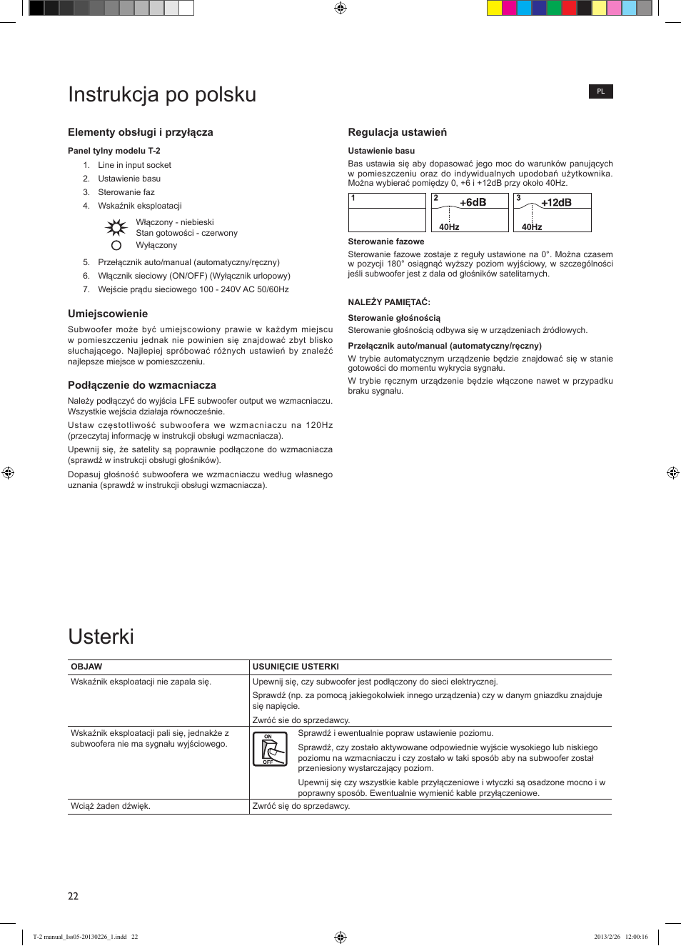 Instrukcja po polsku, Usterki | KEF T Series User Manual | Page 22 / 32