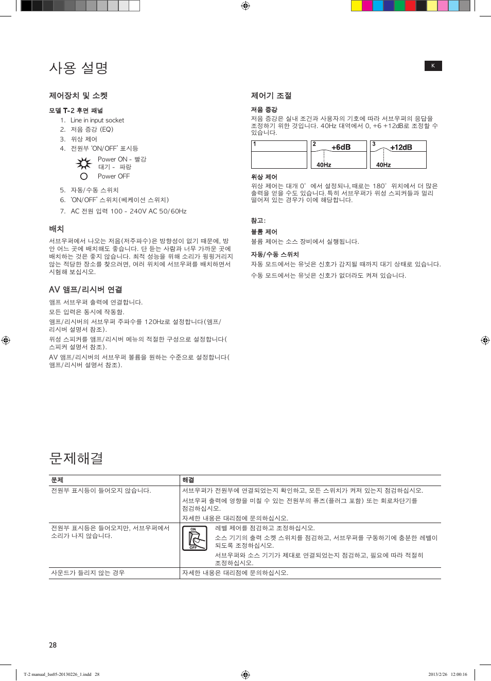 사용 설명, 문제해결 | KEF T Series User Manual | Page 28 / 32