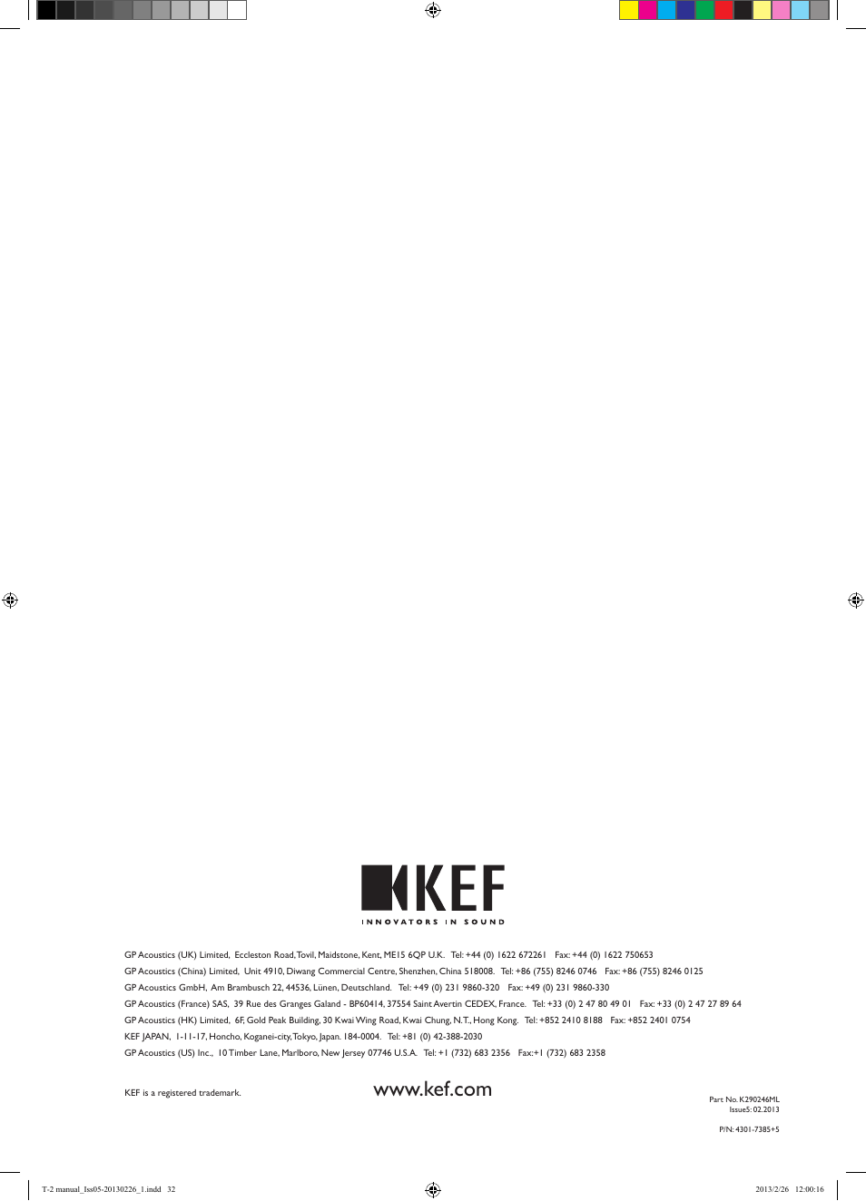 KEF T Series User Manual | Page 32 / 32