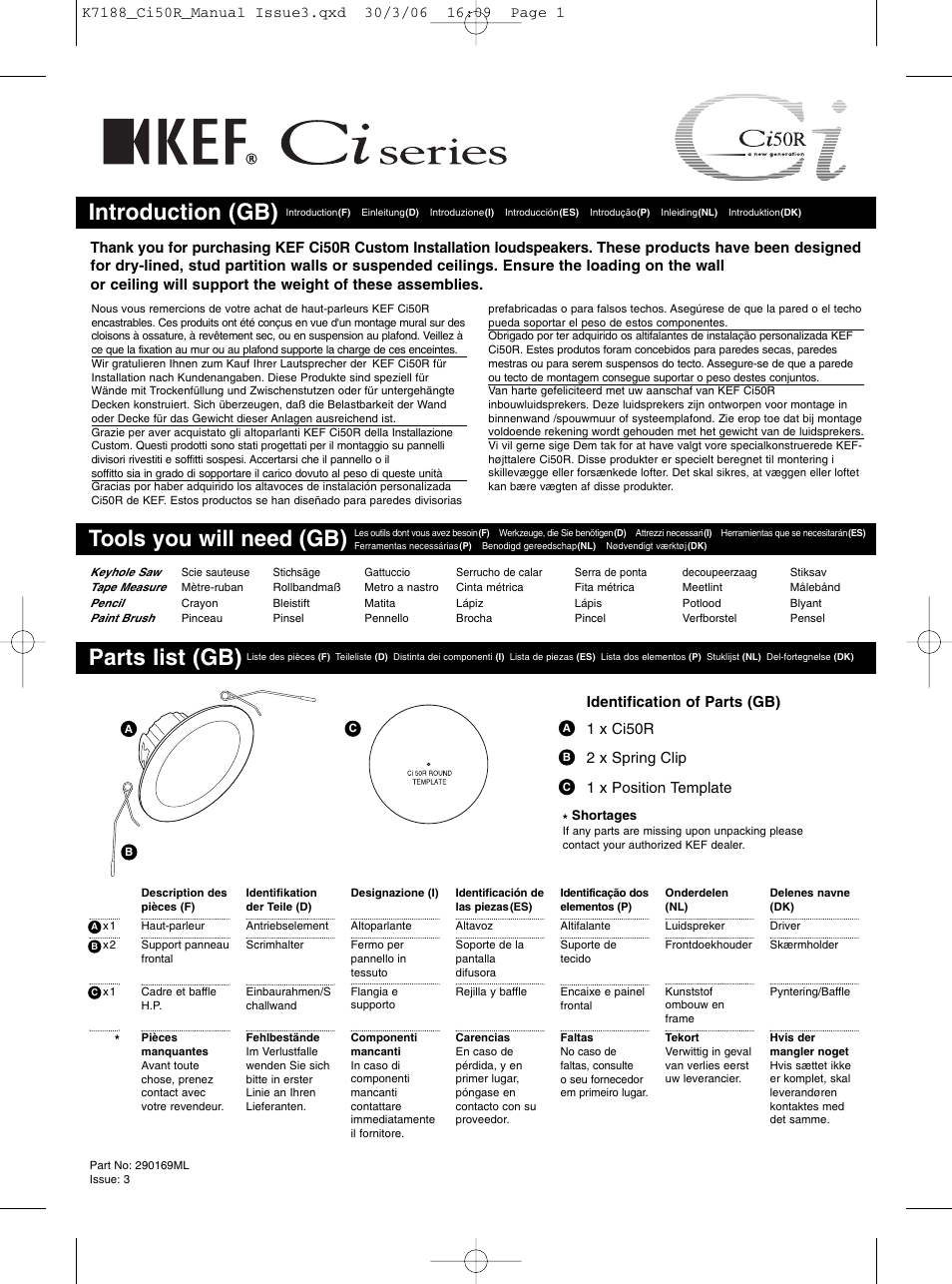 KEF Ci50R User Manual | 2 pages