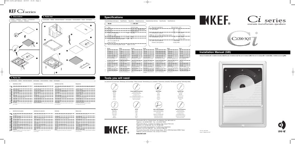 KEF Ci200.3QT User Manual | 2 pages