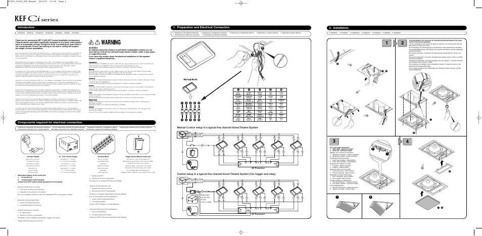 Introduction, Components required for electrical connection, Preparation and electrical connection | Installation, 12v av processor, Av processor | KEF Ci200.3QT User Manual | Page 2 / 2