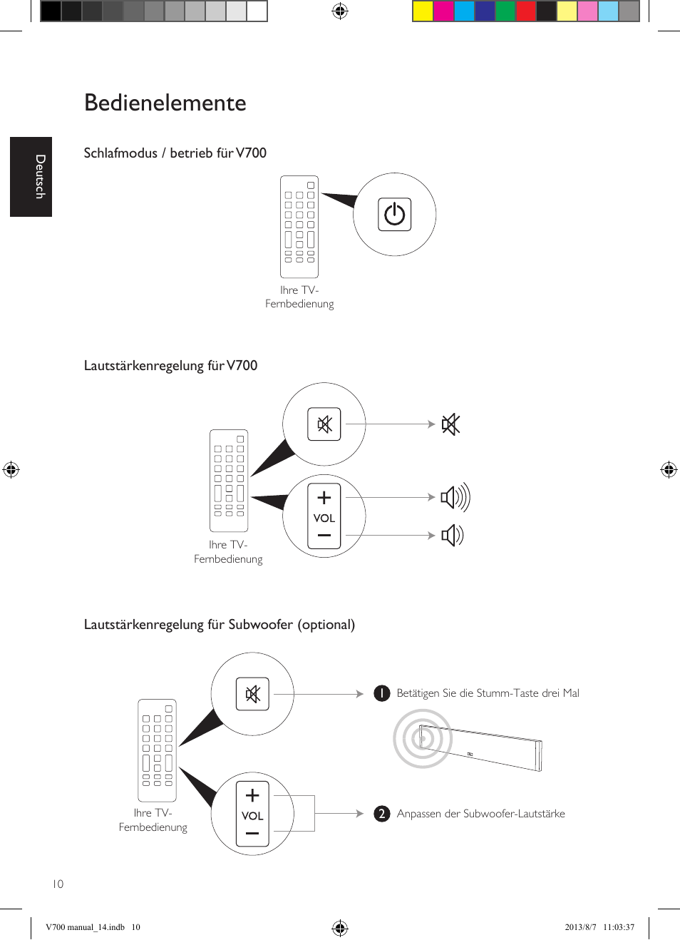 Bedienelemente | KEF V700 User Manual | Page 20 / 64