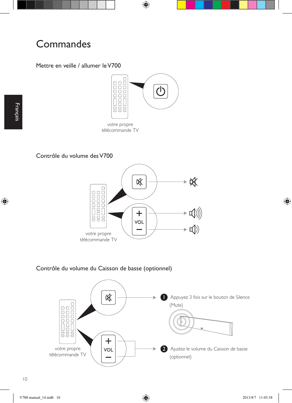 Commandes | KEF V700 User Manual | Page 30 / 64