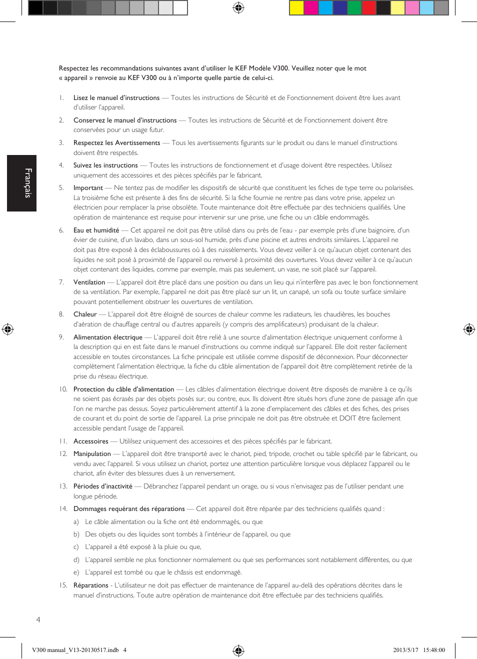 Français | KEF V300 User Manual | Page 28 / 76