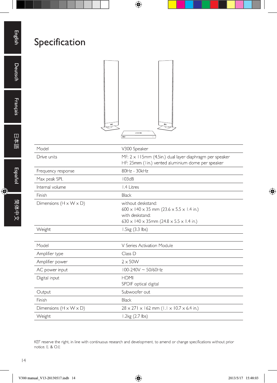 KEF V300 User Manual | Page 74 / 76