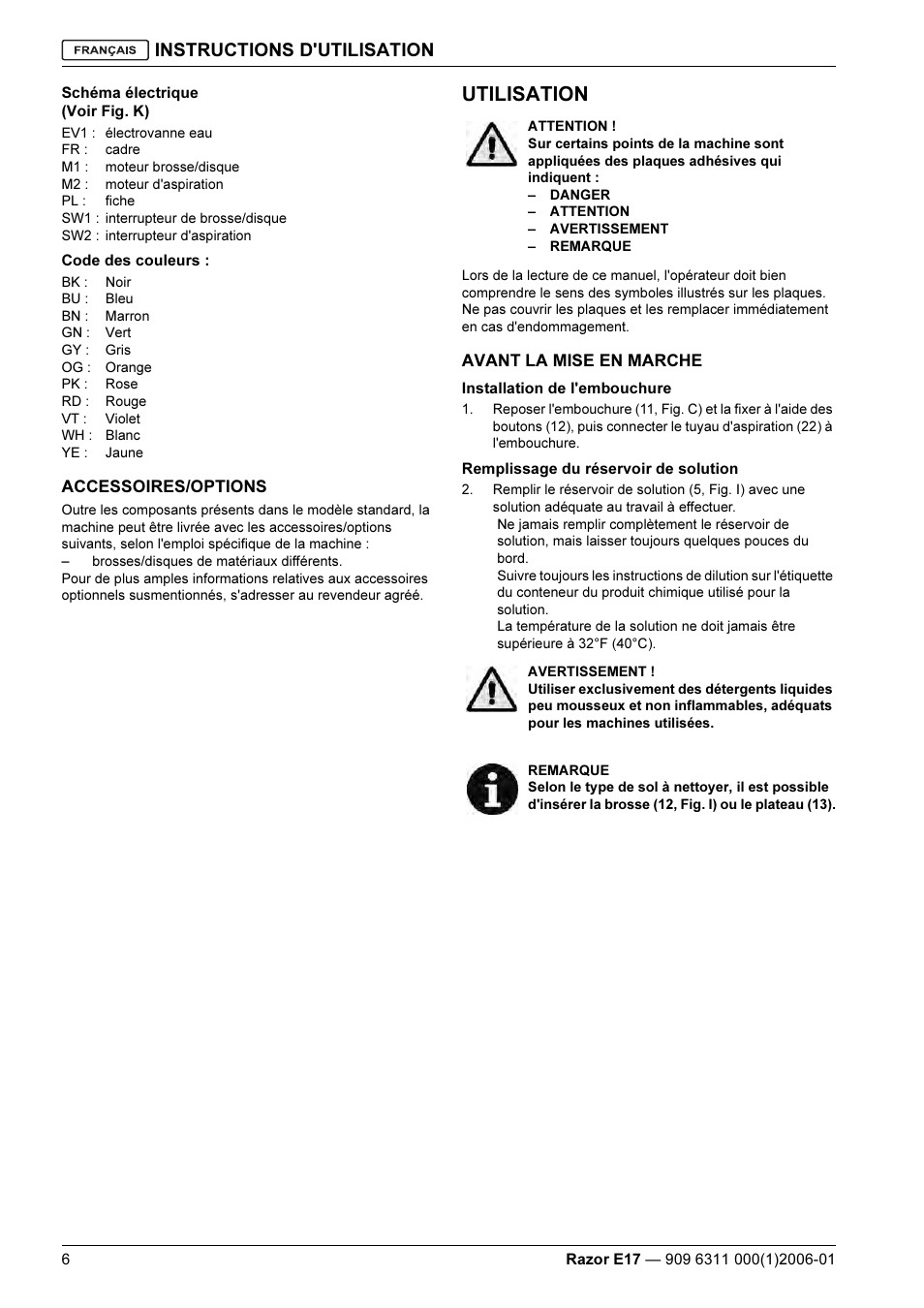 Utilisation, Instructions d'utilisation | Kent Razo E17 User Manual | Page 20 / 52