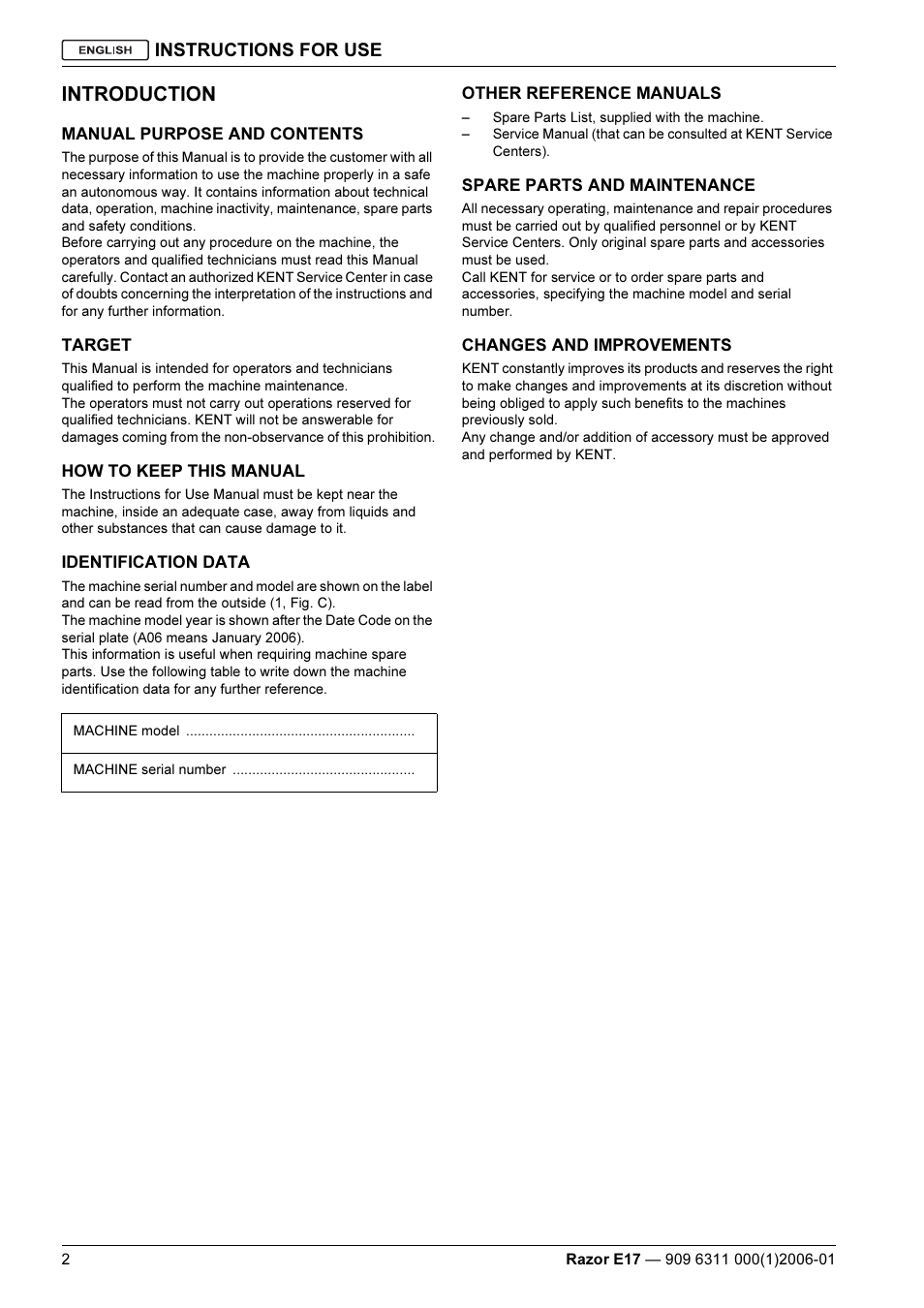 Introduction, Instructions for use | Kent Razo E17 User Manual | Page 4 / 52