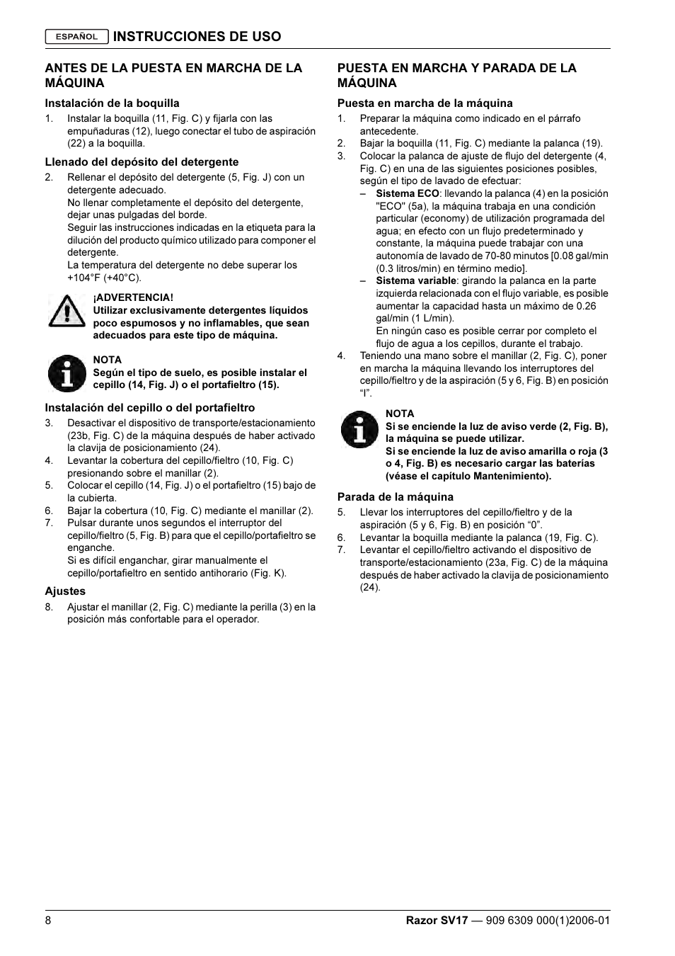 Instrucciones de uso | Kent Razo SV17 User Manual | Page 38 / 60