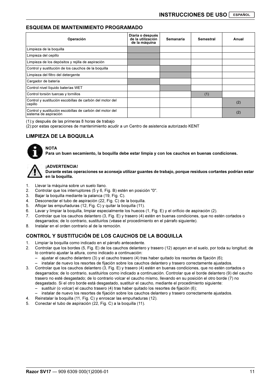 Instrucciones de uso | Kent Razo SV17 User Manual | Page 41 / 60