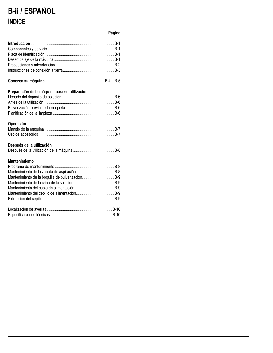 Español, B-ii / español, Índice | Kent Xtra User Manual | Page 16 / 28