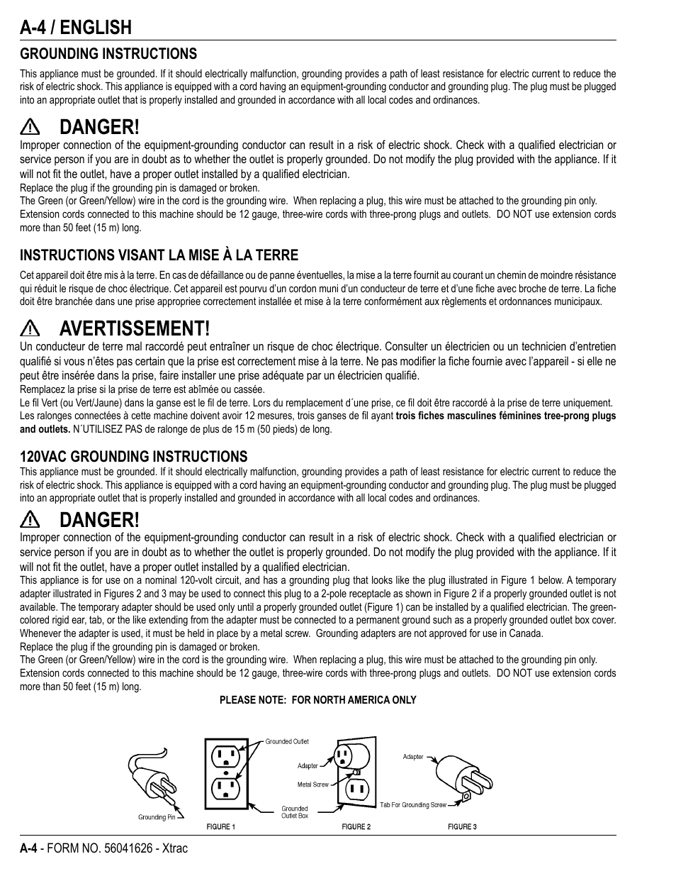 Danger, Avertissement, A-4 / english | Kent Xtra User Manual | Page 6 / 28