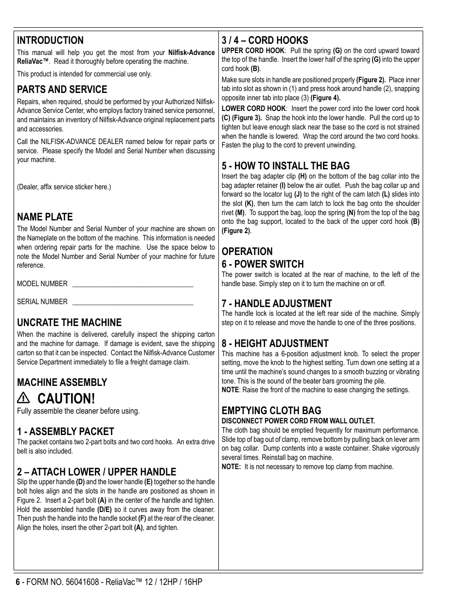 Caution | Kent ReliaVa 12 User Manual | Page 6 / 12