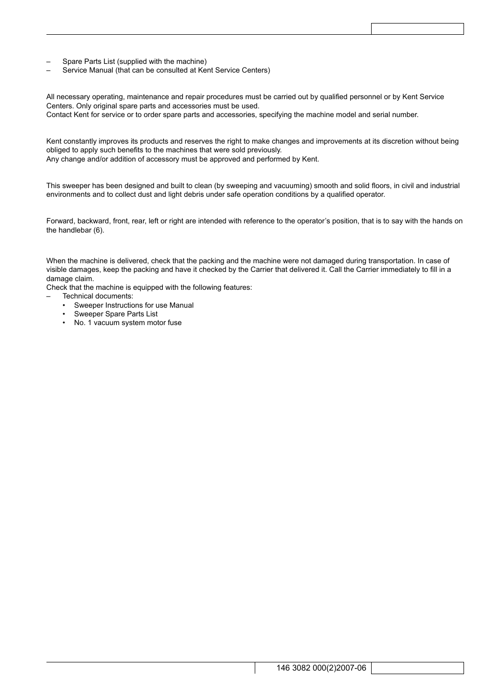 Unpacking/delivery | Kent Edg 28B User Manual | Page 6 / 77