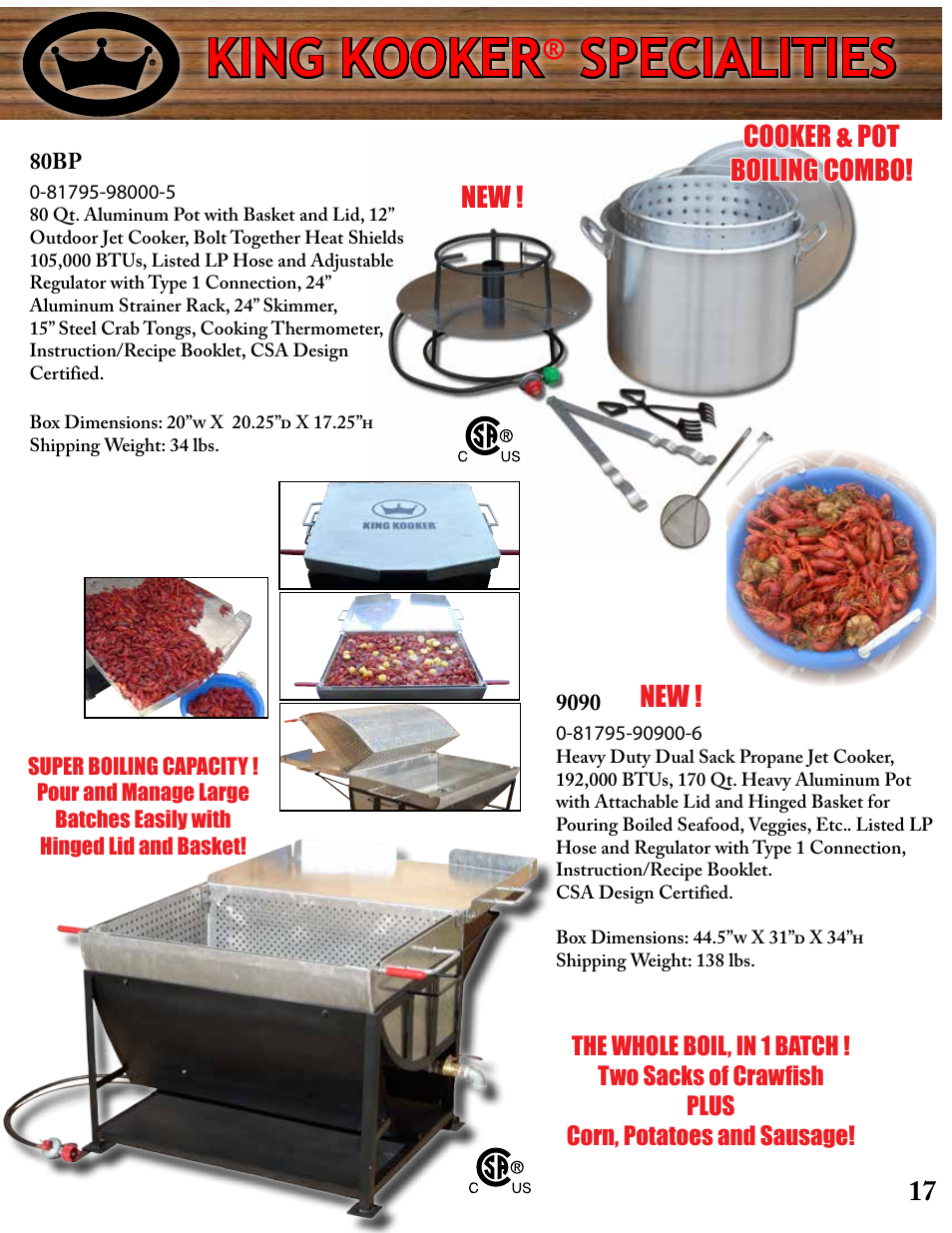 King kooker, Specialities, New ! cooker & pot boiling combo! new | King Kooker Printable User Manual | Page 17 / 28