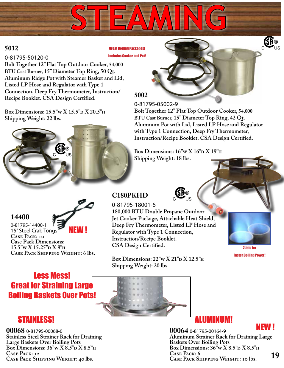 Boiling & steaming, New ! aluminum! stainless | King Kooker Printable User Manual | Page 19 / 28