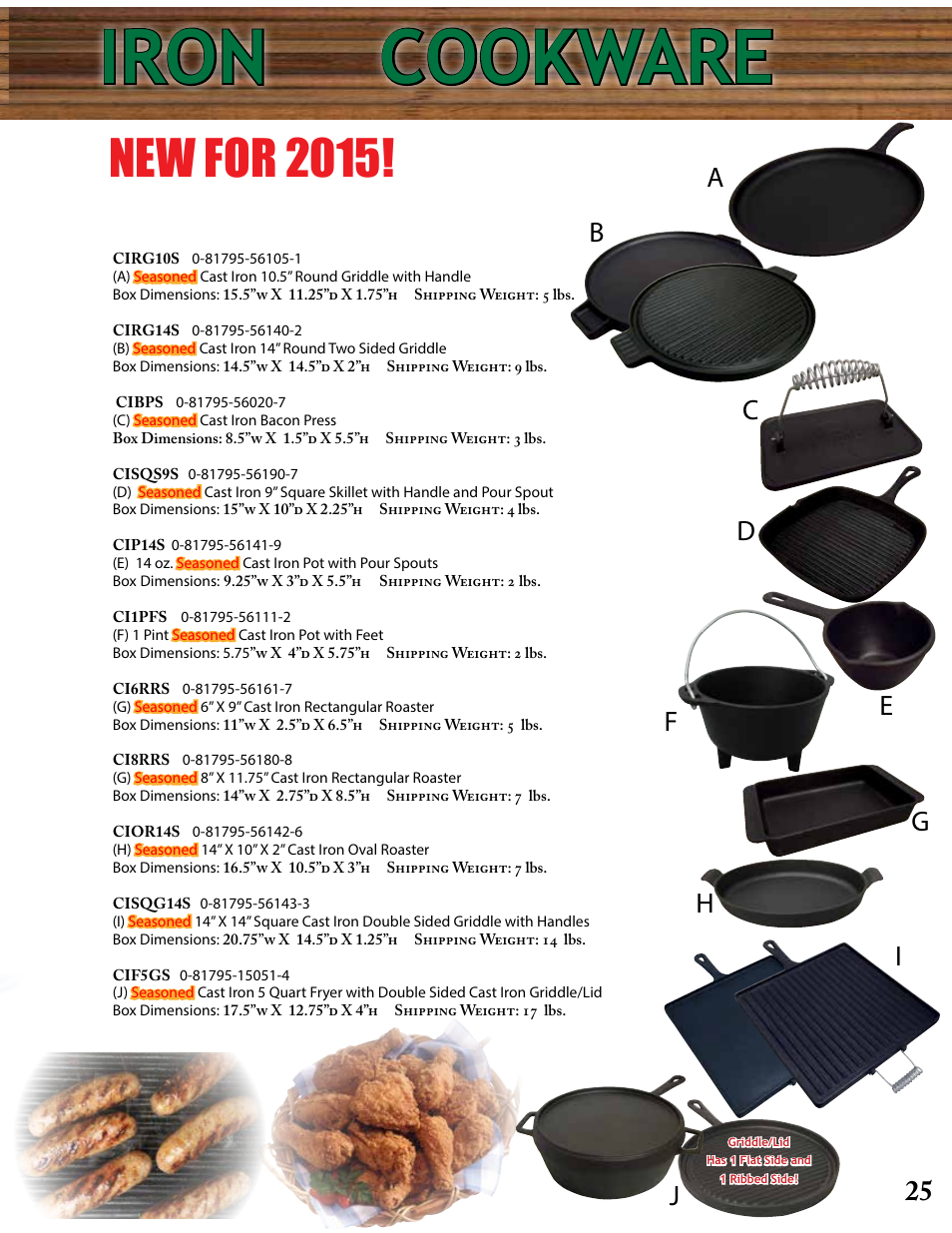 Seasoned cast iron cookware, New for 2015 | King Kooker Printable User Manual | Page 25 / 28