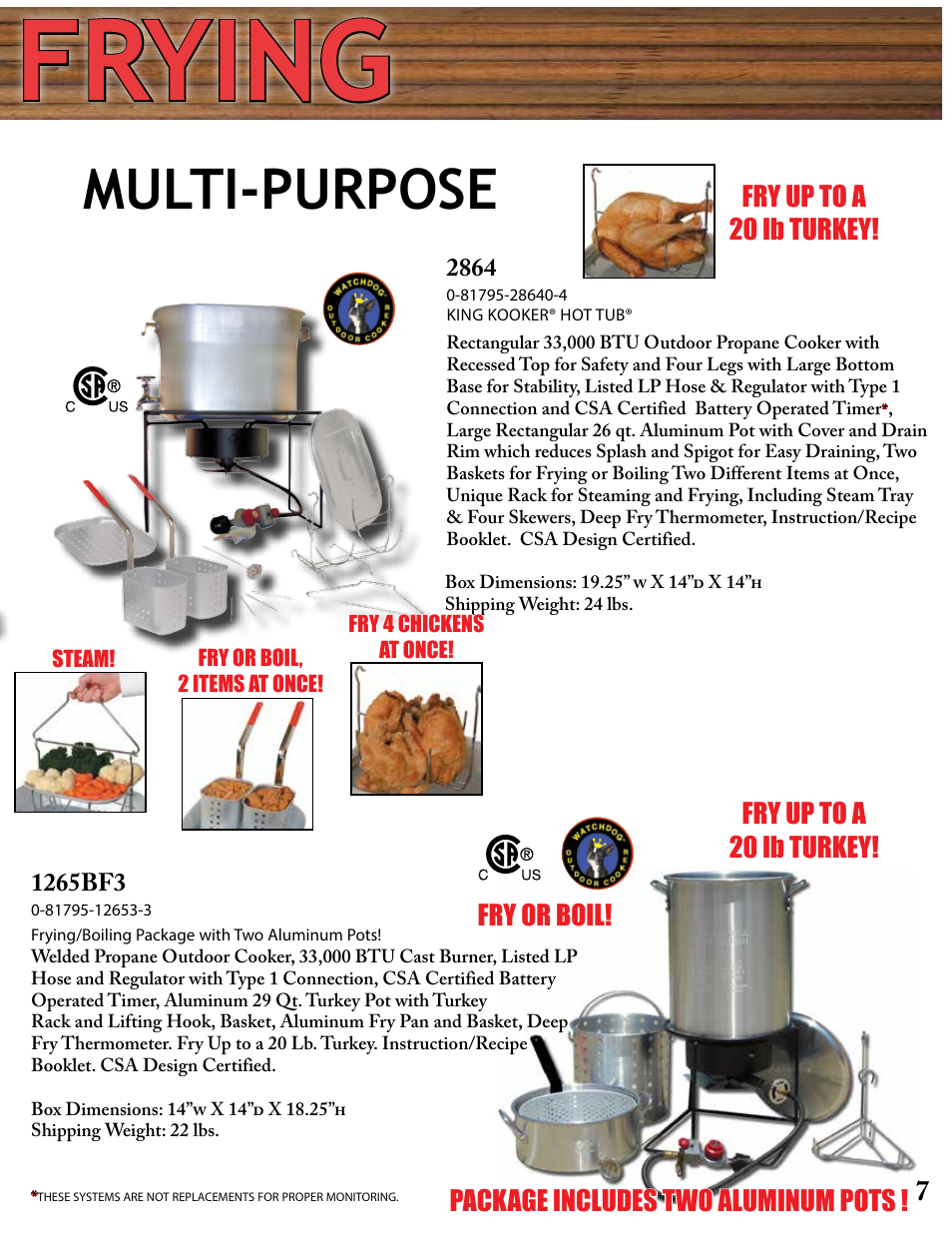 Turkey frying, Multi-parts, Multi-purpose | King Kooker Printable User Manual | Page 7 / 28
