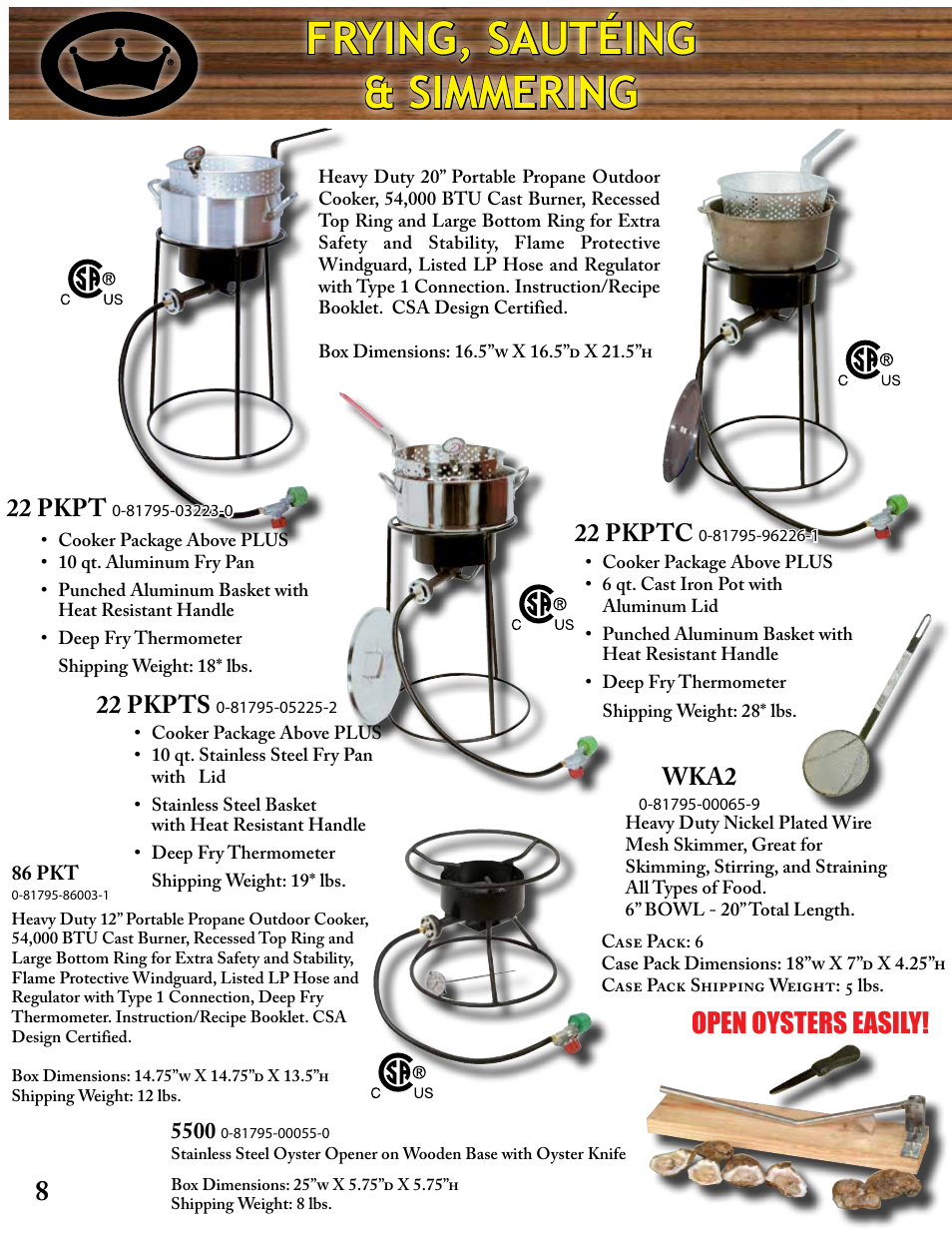 Frying, sautéing & simmering, Open oysters easily | King Kooker Printable User Manual | Page 8 / 28