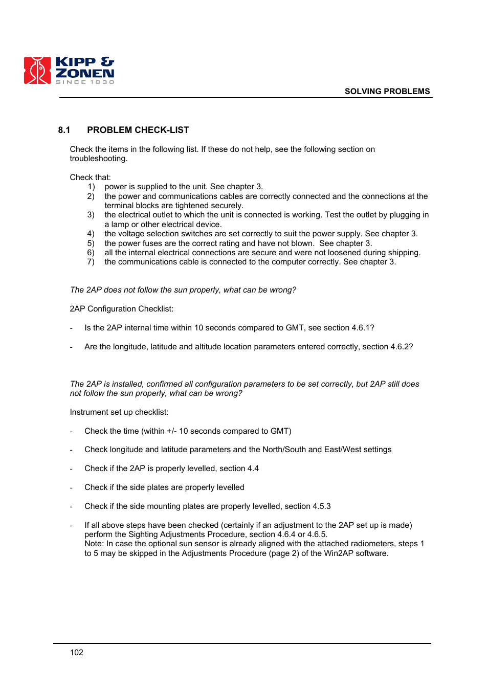 Kipp&Zonen 2AP Sun Tracker User Manual | Page 103 / 110