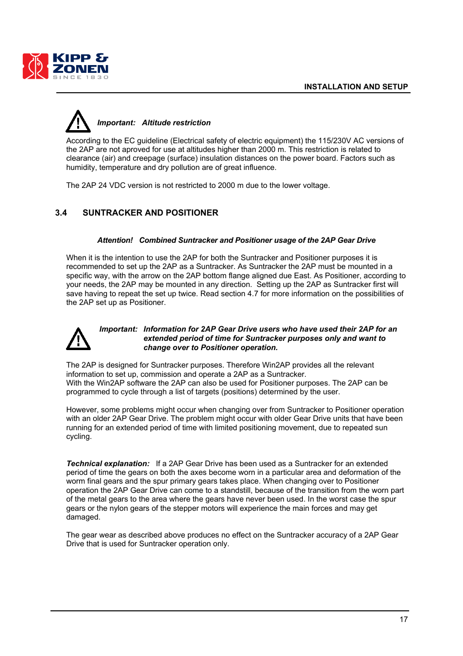 Kipp&Zonen 2AP Sun Tracker User Manual | Page 18 / 110