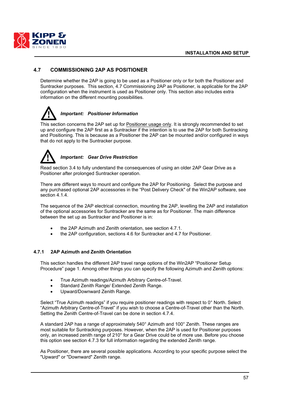 Kipp&Zonen 2AP Sun Tracker User Manual | Page 58 / 110