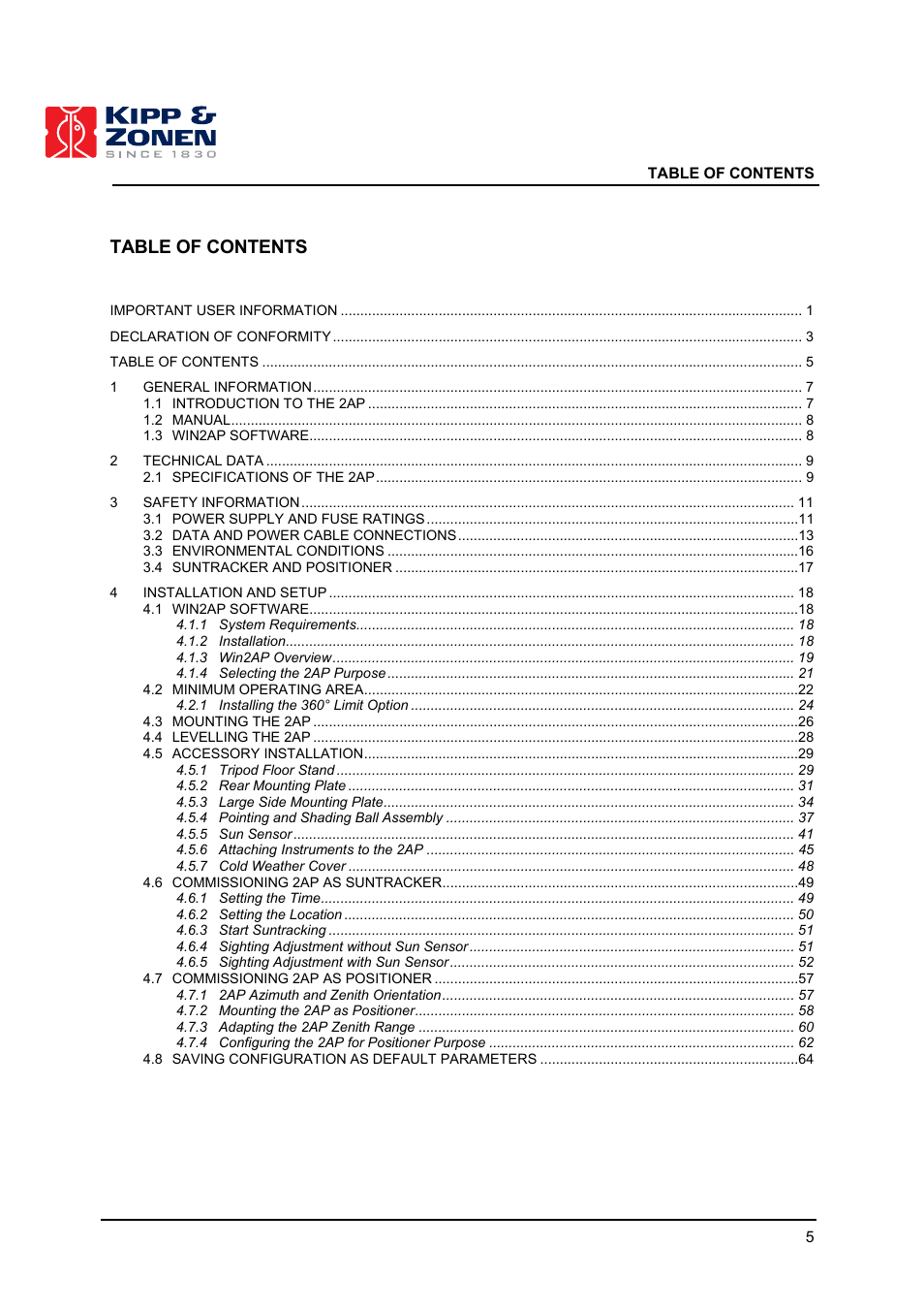 Kipp&Zonen 2AP Sun Tracker User Manual | Page 6 / 110