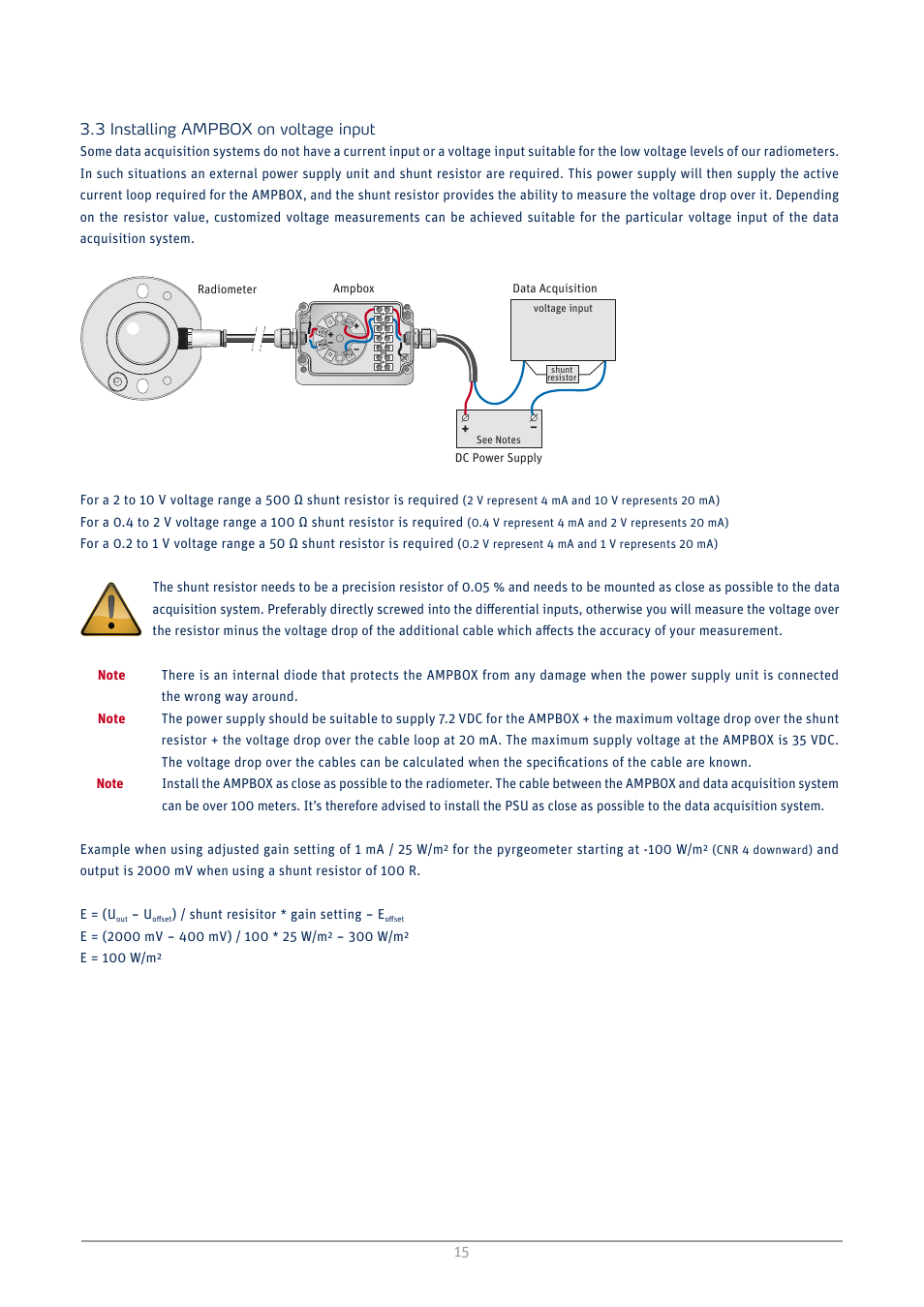 Installing ampbox on voltage input | Kipp&Zonen AMPBOX Amplifier User Manual | Page 15 / 26