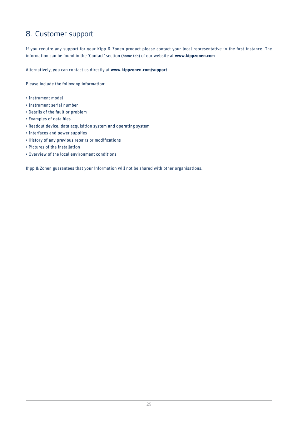 Customer support | Kipp&Zonen AMPBOX Amplifier User Manual | Page 25 / 26