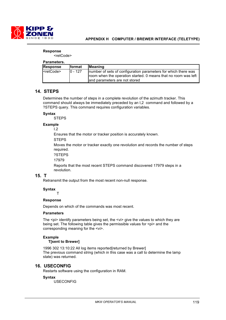 Steps, Useconfig | Kipp&Zonen Brewer MkIII User Manual | Page 122 / 136