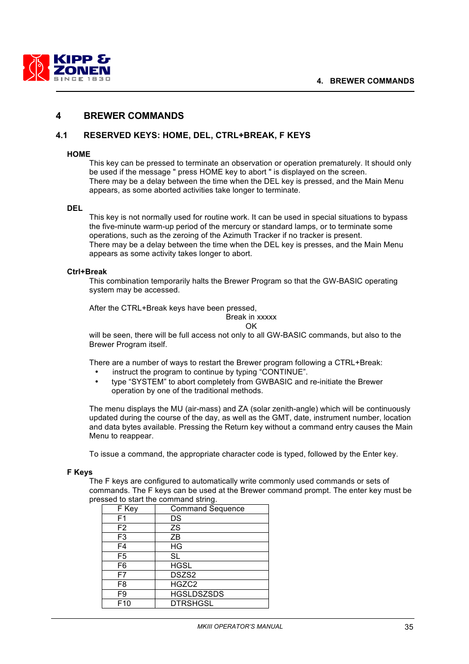 4brewer commands | Kipp&Zonen Brewer MkIII User Manual | Page 38 / 136