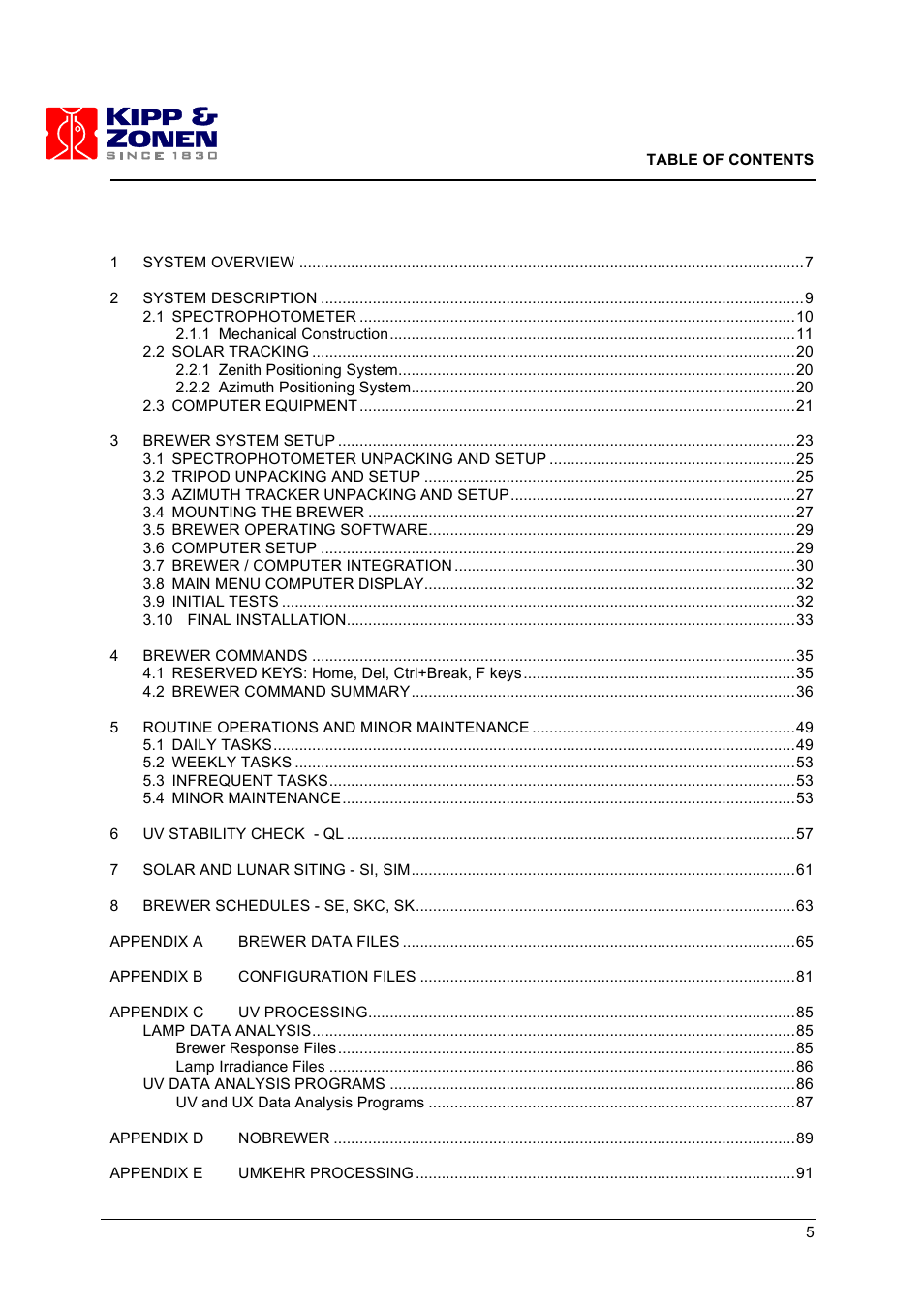 Kipp&Zonen Brewer MkIII User Manual | Page 8 / 136