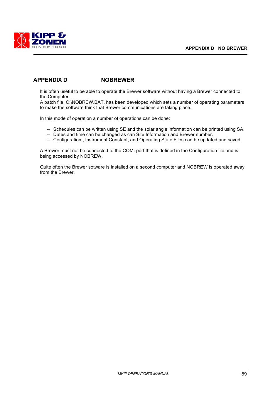 Appendix d nobrewer | Kipp&Zonen Brewer MkIII User Manual | Page 92 / 136