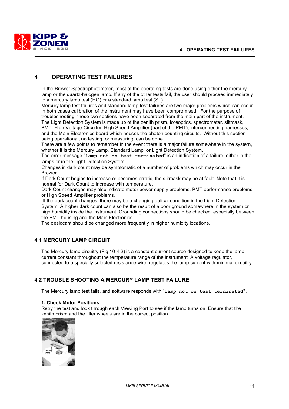 4operating test failures | Kipp&Zonen Brewer MkIII User Manual | Page 16 / 131