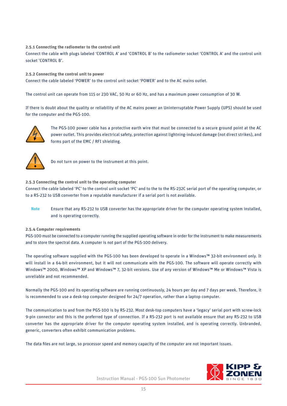 Kipp&Zonen PGS-100 Sun Photometer User Manual | Page 15 / 40