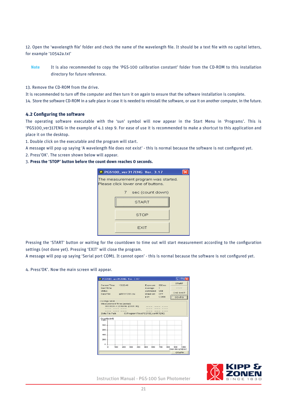 2 configuring the software | Kipp&Zonen PGS-100 Sun Photometer User Manual | Page 21 / 40