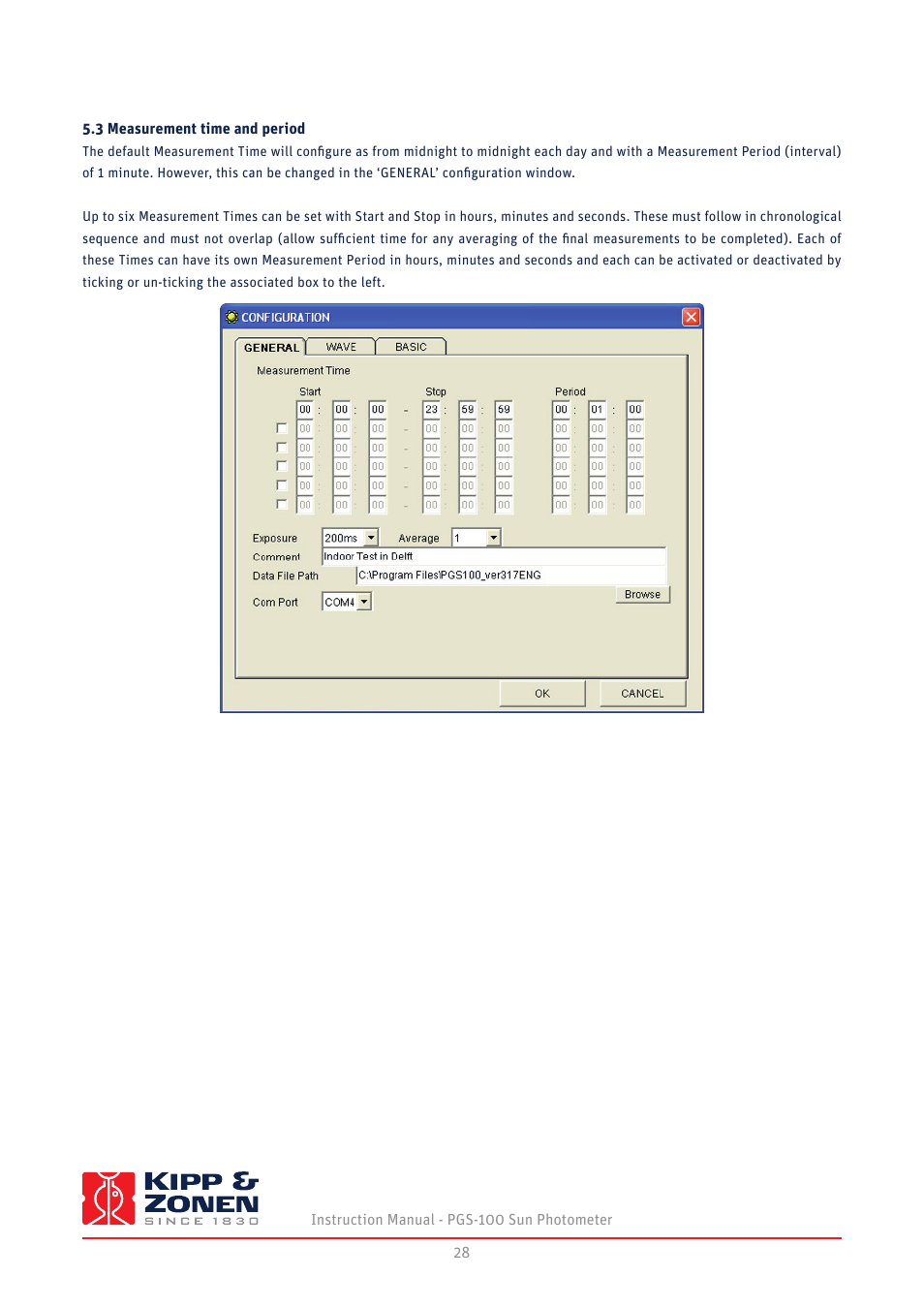 3 measurement time and period | Kipp&Zonen PGS-100 Sun Photometer User Manual | Page 28 / 40