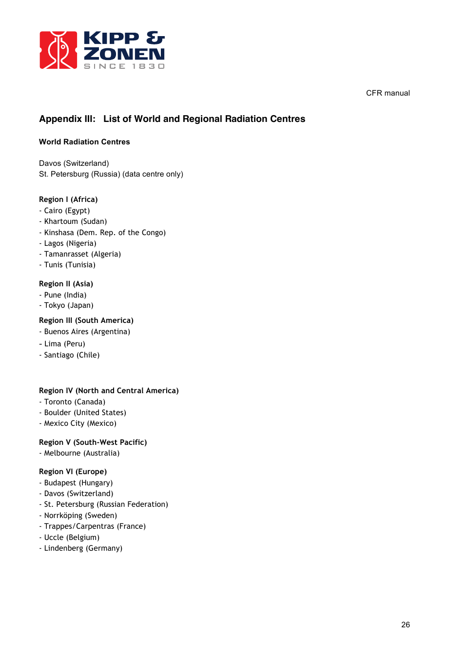 Kipp&Zonen CFR Calibration Facility User Manual | Page 27 / 29