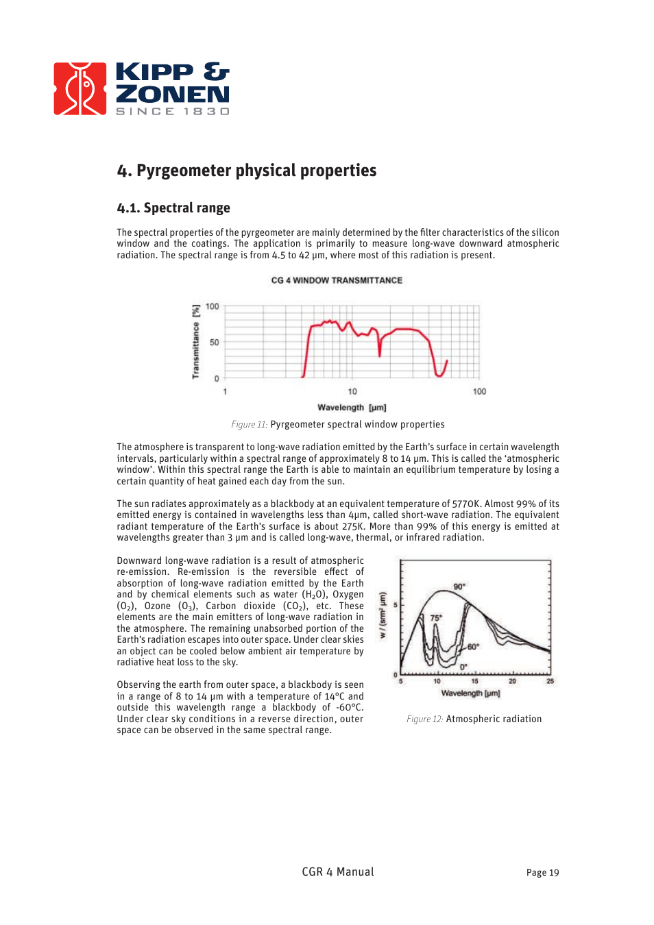 Pyrgeometer physical properties, Spectral range | Kipp&Zonen CGR 4 Pyrgeometers User Manual | Page 19 / 35