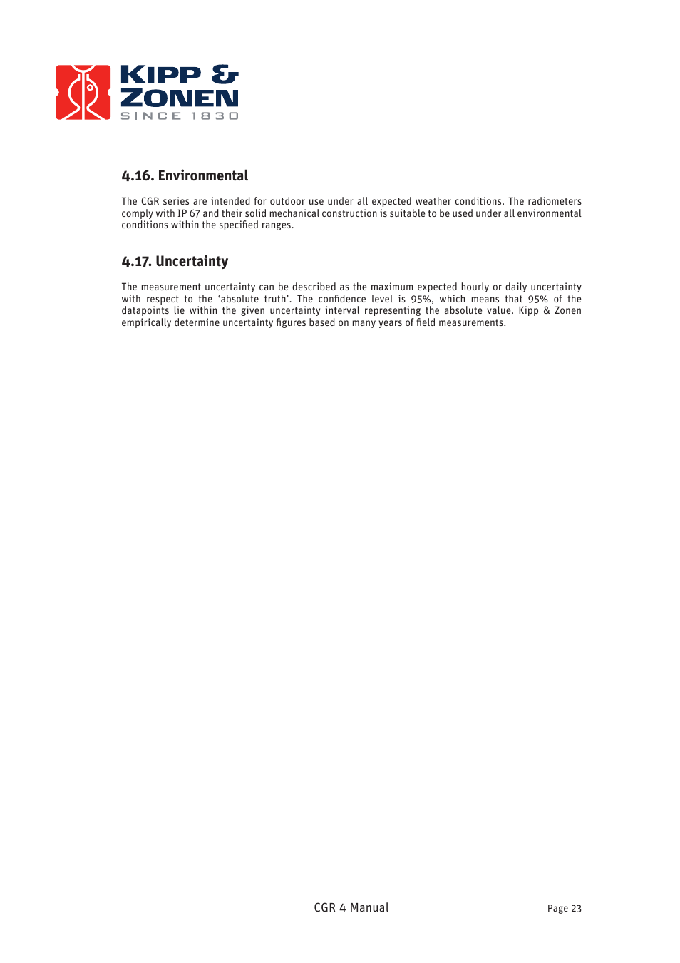 Environmental, Uncertainty | Kipp&Zonen CGR 4 Pyrgeometers User Manual | Page 23 / 35