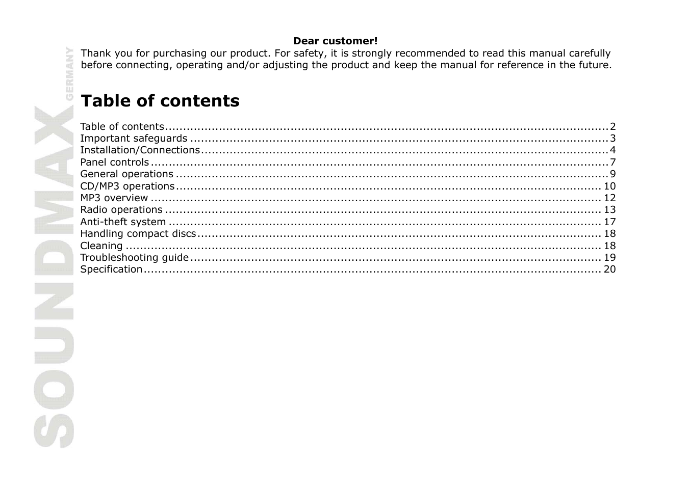 SoundMax SM-CDM1036 User Manual | Page 2 / 41
