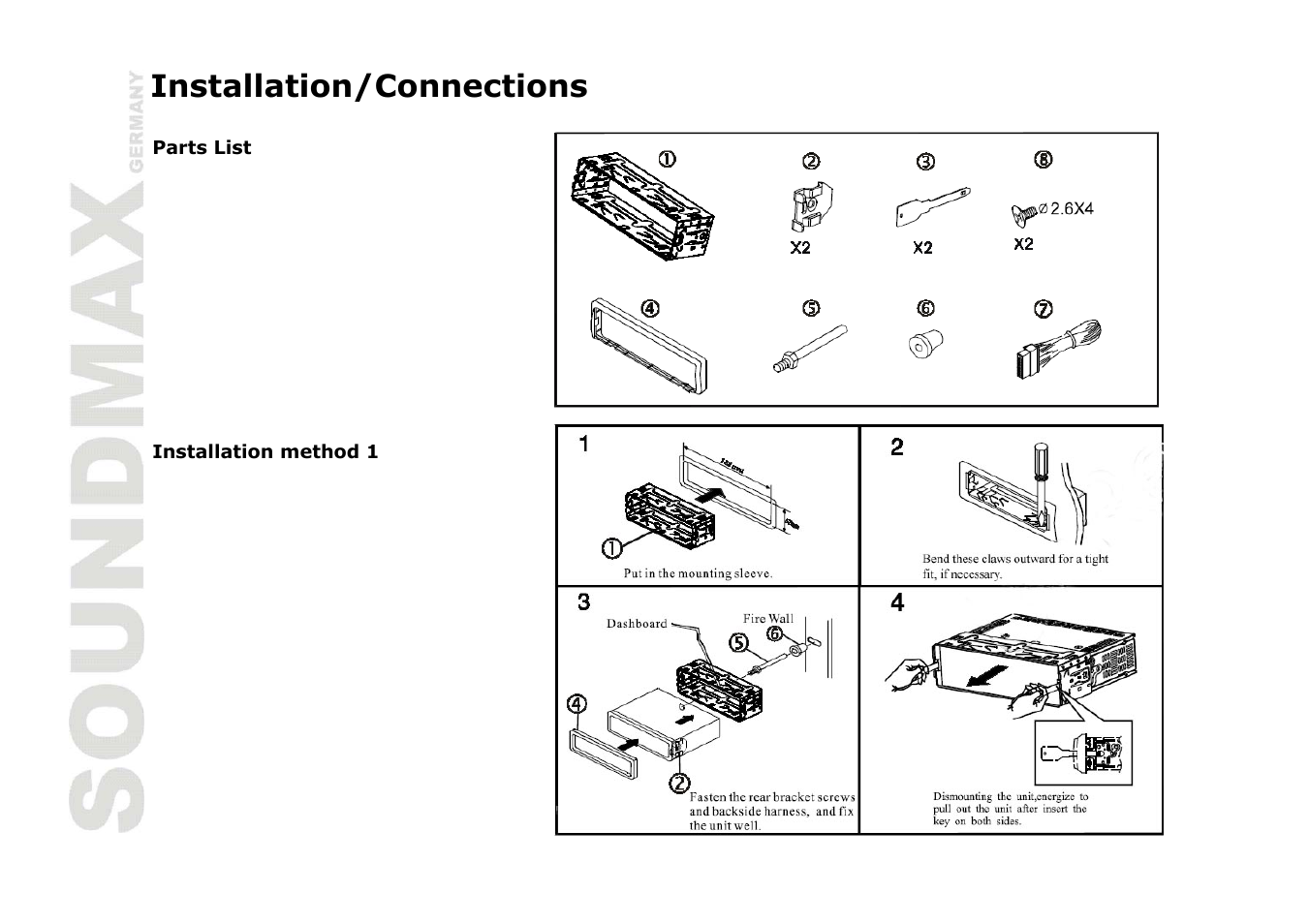 Installation/connections | SoundMax SM-CDM1036 User Manual | Page 4 / 41