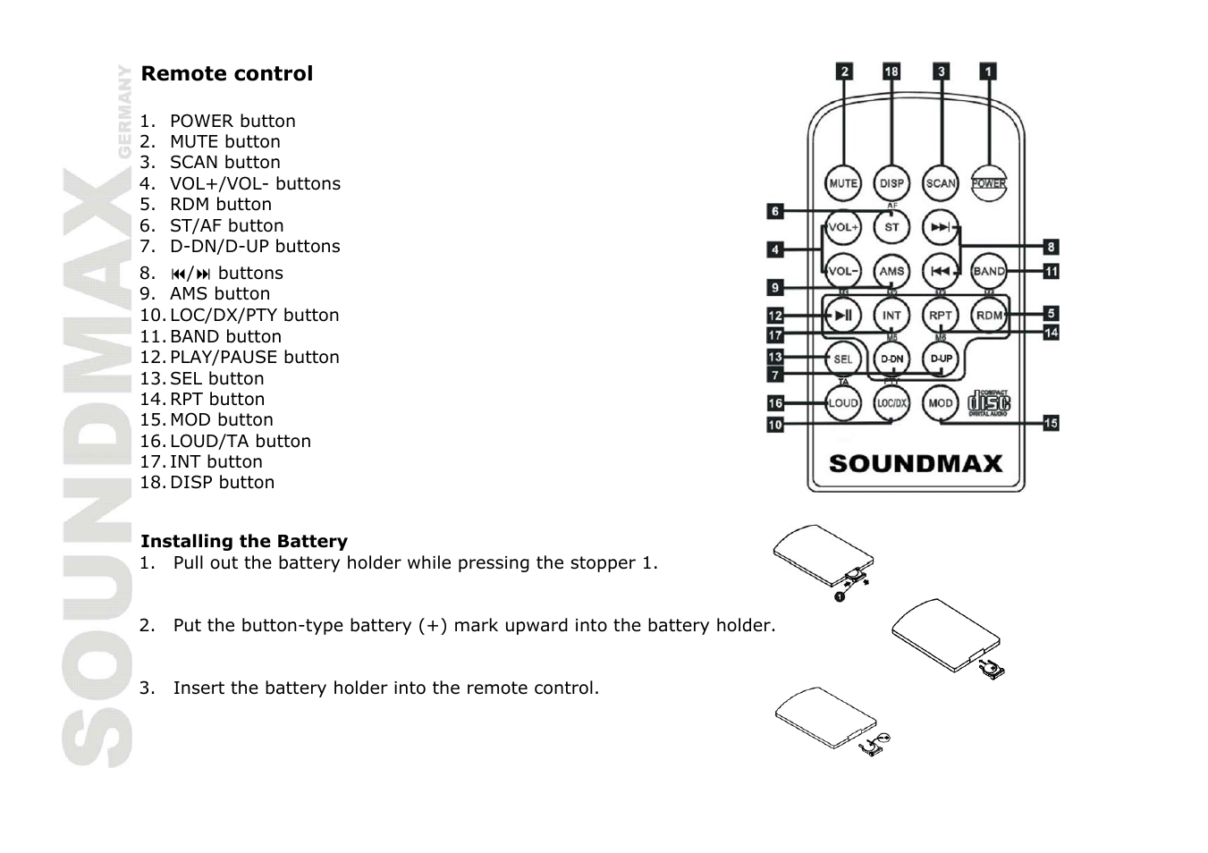 SoundMax SM-CDM1036 User Manual | Page 8 / 41